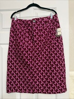 Maeve By Anthropologie A-Line Skirt Size Large Knee Leng Magenta Ducks Pockets